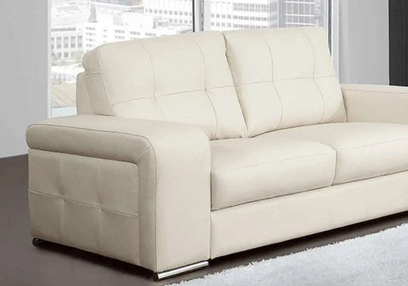 Canapé convertible cuir crème CLÉA - DEKOFLIX