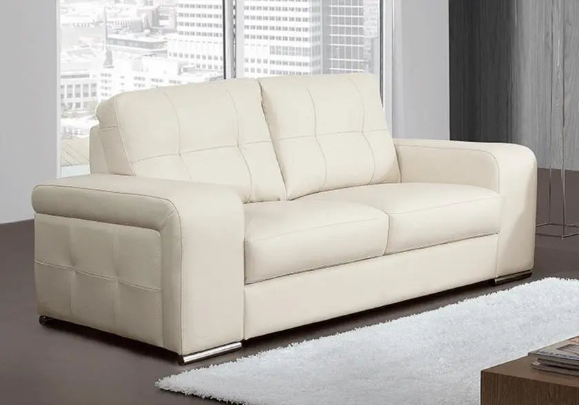 Canapé convertible cuir crème CLÉA - DEKOFLIX