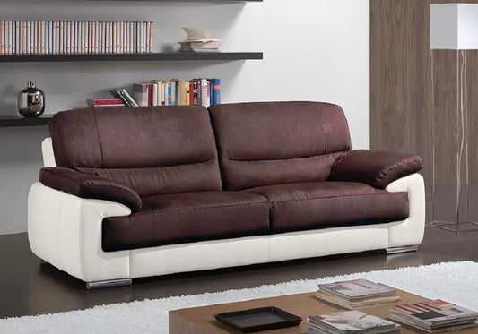 Canapé cuir & microfibre choco ANNE Made in Italy