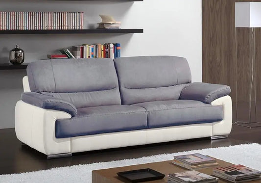 Canapé cuir & microfibre gris ANNE Made in Italy