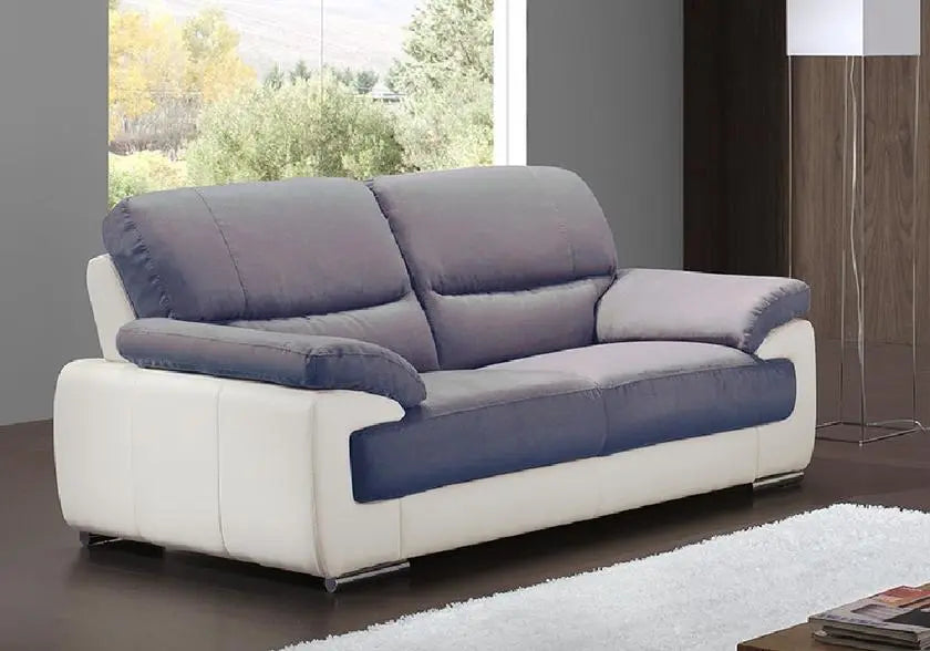 Canapé cuir & microfibre gris ANNE Made in Italy