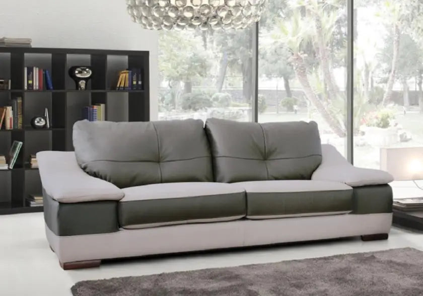 Canapé cuir beige gris design CARMAN Made in Italy