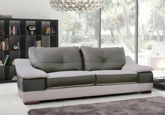 Canapé cuir beige gris design CARMAN Made in Italy