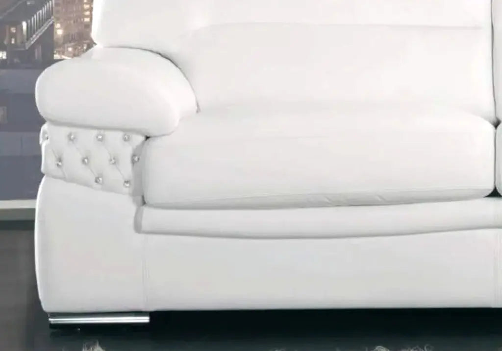Canapé cuir blanc capitonné strass BELLE Made in Italy