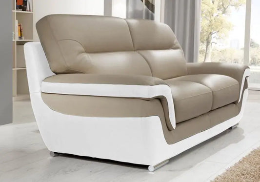 Canapé cuir blanc taupe design CASSANDRA Made in Italy