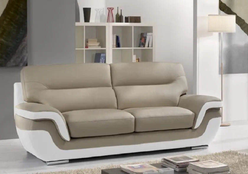 Canapé cuir blanc taupe design CASSANDRA Made in Italy
