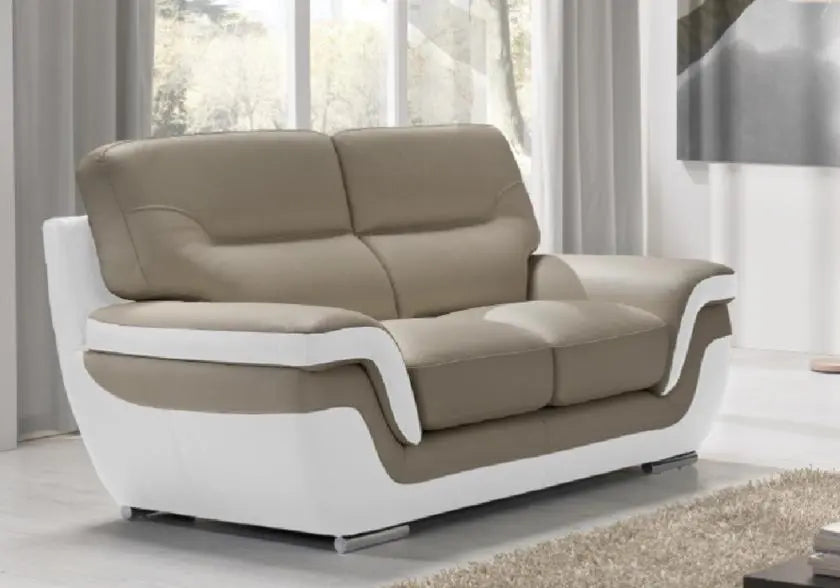 Canapé cuir blanc taupe design CASSANDRA Made in Italy