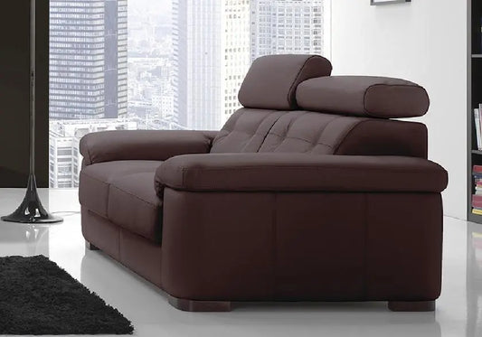 Canapé cuir choco têtières relevables AARON Made in Italy