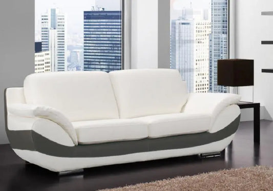 Canapé cuir design crème gris BRUNI Made in Italy