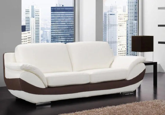 Canapé cuir design crème marron BRUNI Made in Italy