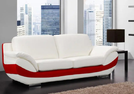 Canapé cuir design crème rouge BRUNI Made in Italy