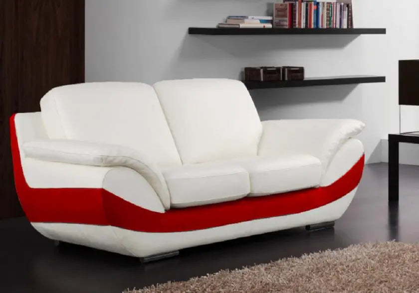 Canapé cuir design crème rouge BRUNI Made in Italy