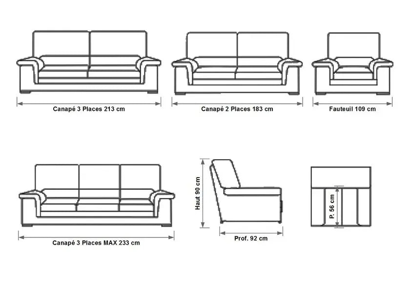 Canapé cuir design noir ANNA Made in Italy