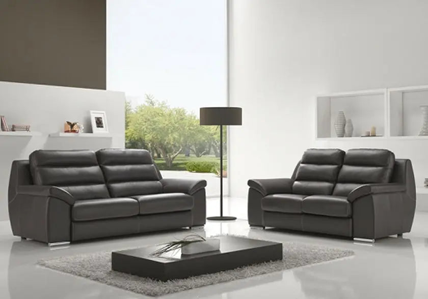 Canapé cuir design noir BARBAROS Made in Italy