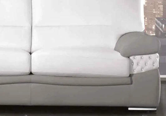 Canapé cuir gris capitonné strass BELLE Made in Italy