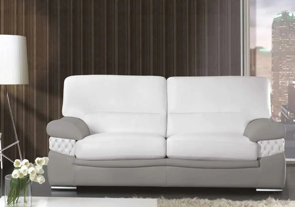 Canapé cuir gris capitonné strass BELLE Made in Italy