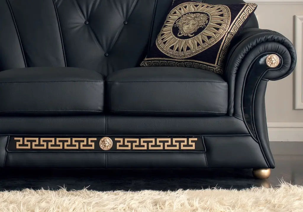 Canapé cuir noir capitonné VERSA S.T. Italy