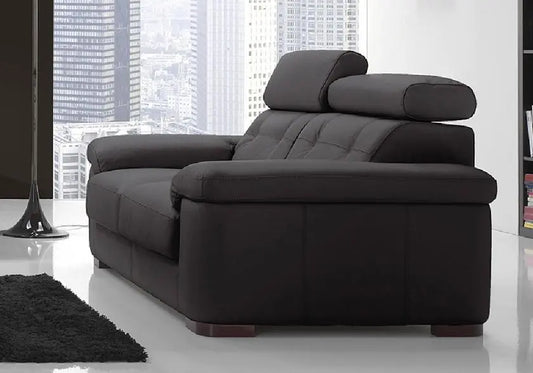 Canapé cuir noir têtières relevables AARON Made in Italy