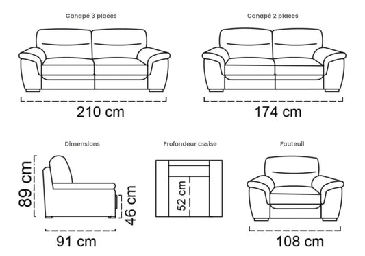 Canapé cuir rouge DIANE Made in Italy
