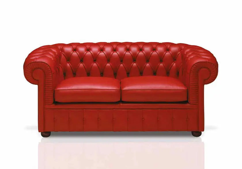 Canapé cuir rouge capitonné CHESTERFIELD S.T. Italy