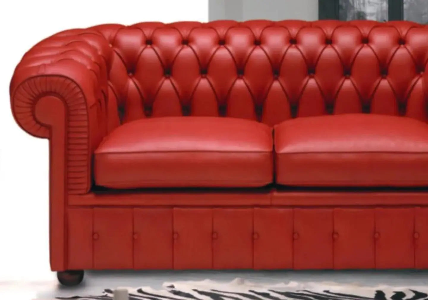 Canapé cuir rouge capitonné CHESTERFIELD S.T. Italy