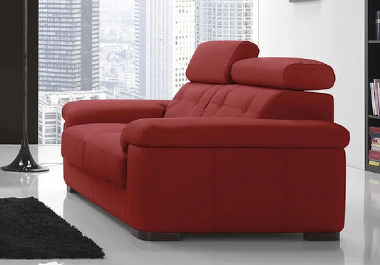 Canapé cuir rouge têtières relevables AARON Made in Italy