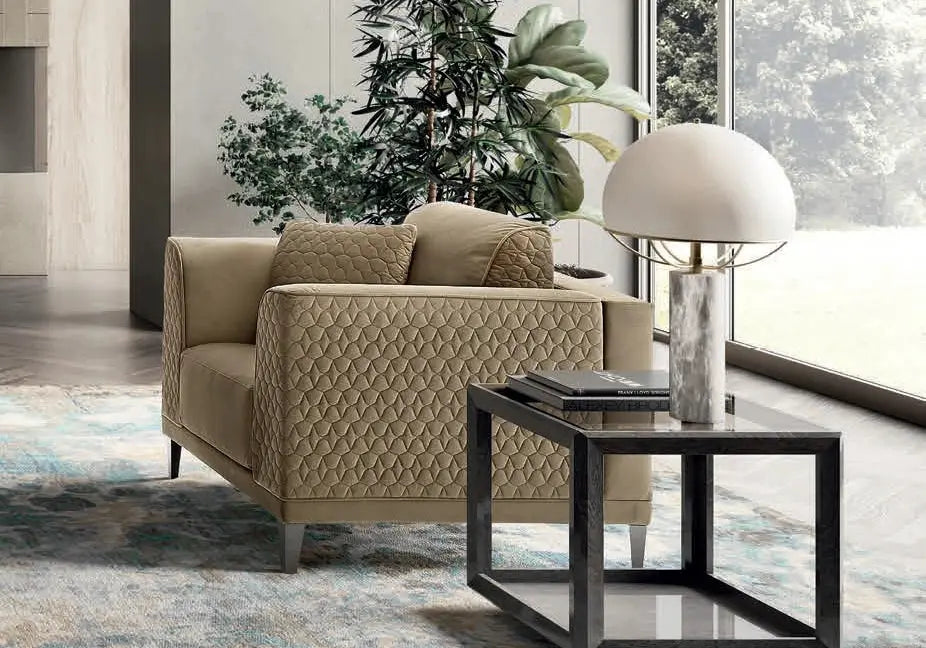 Canapé d'angle capitonné beige ELFY CG Italy