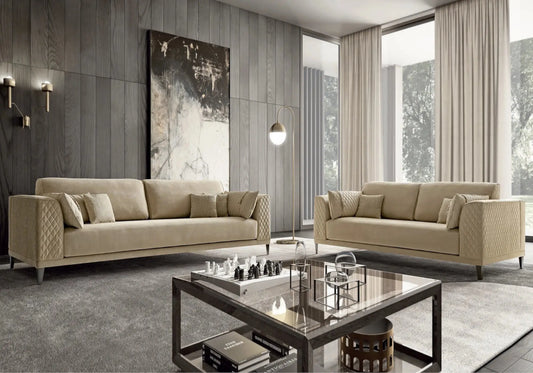 Canapé design capitonné beige ELFY - DEKOFLIX