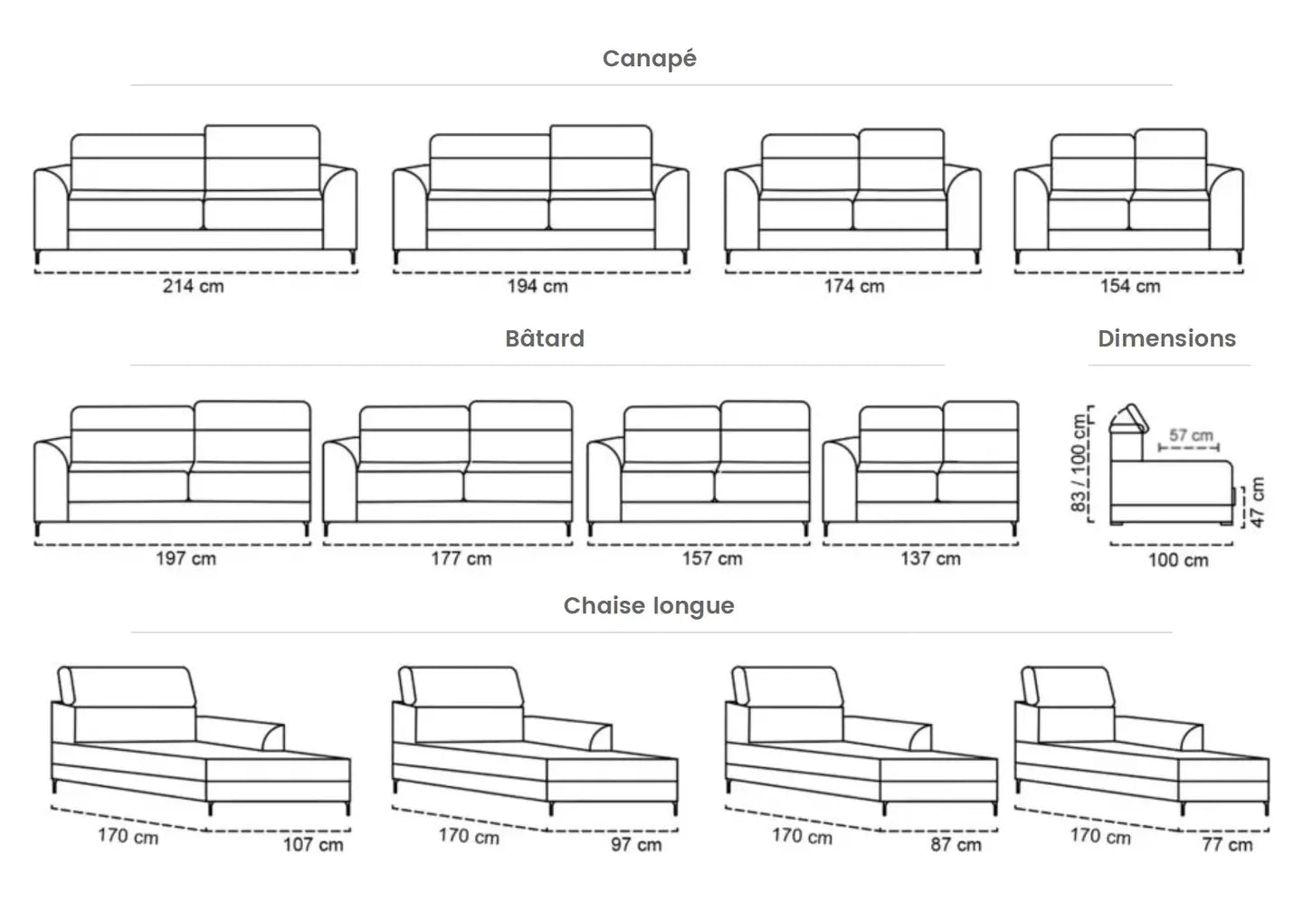 Canapé modulable angle gris FLORA Made in Italy
