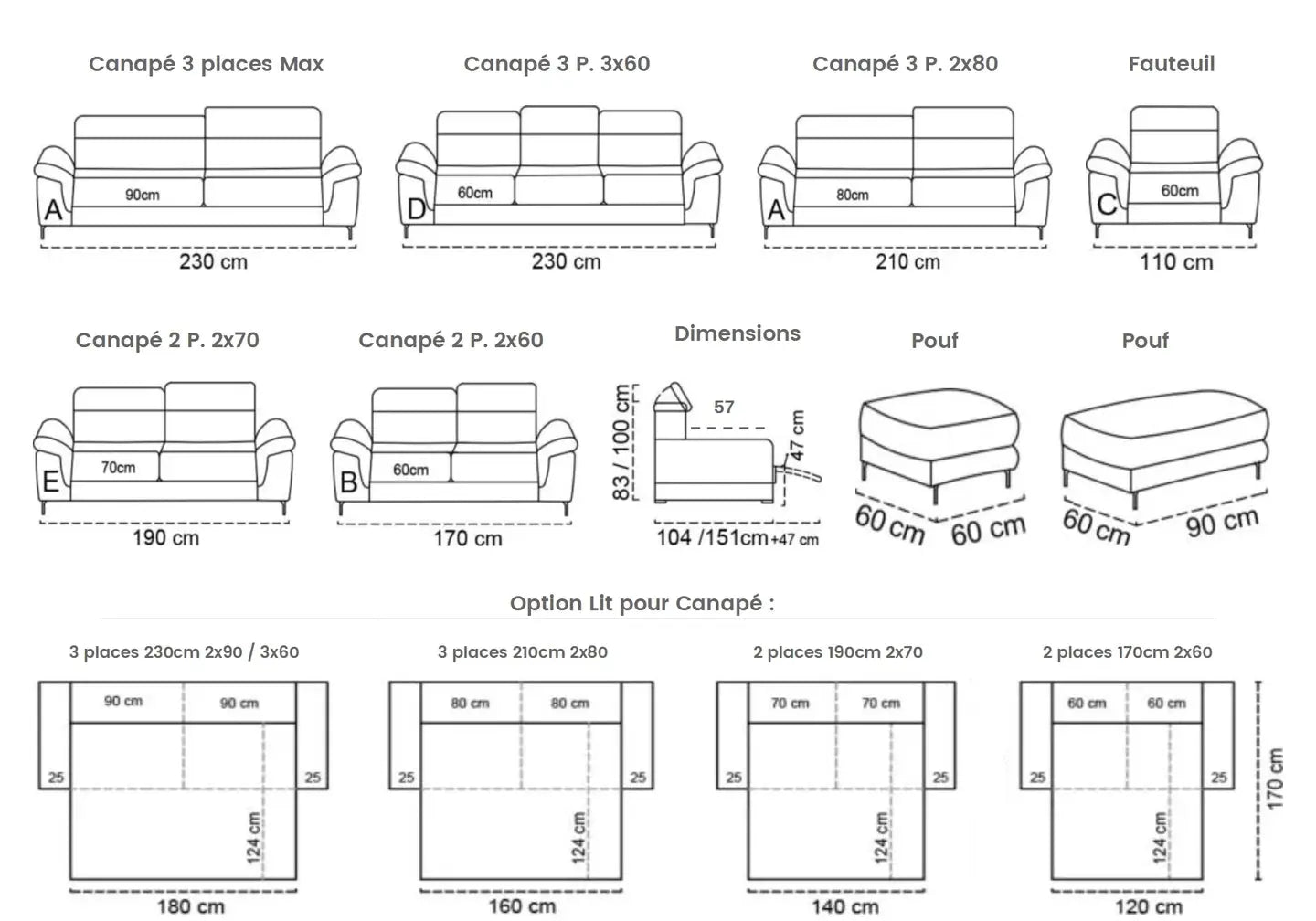 Canapé modulable angle relax gris FELIA Made in Italy