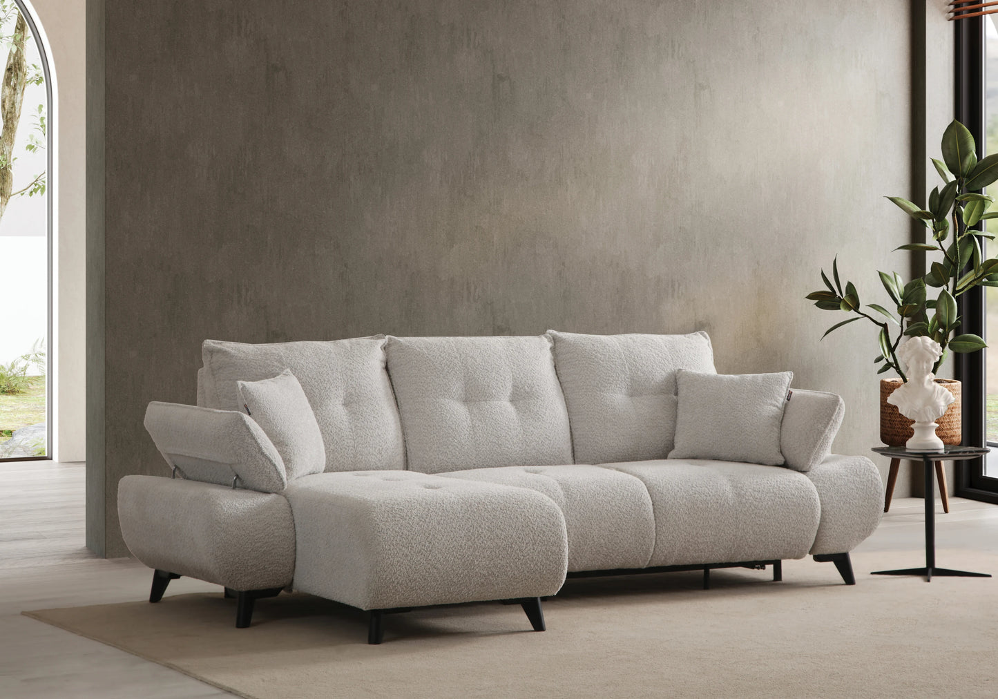 Canapé Turc Angle Méridienne Lit Bouclette – ELIT - DEKOFLIX