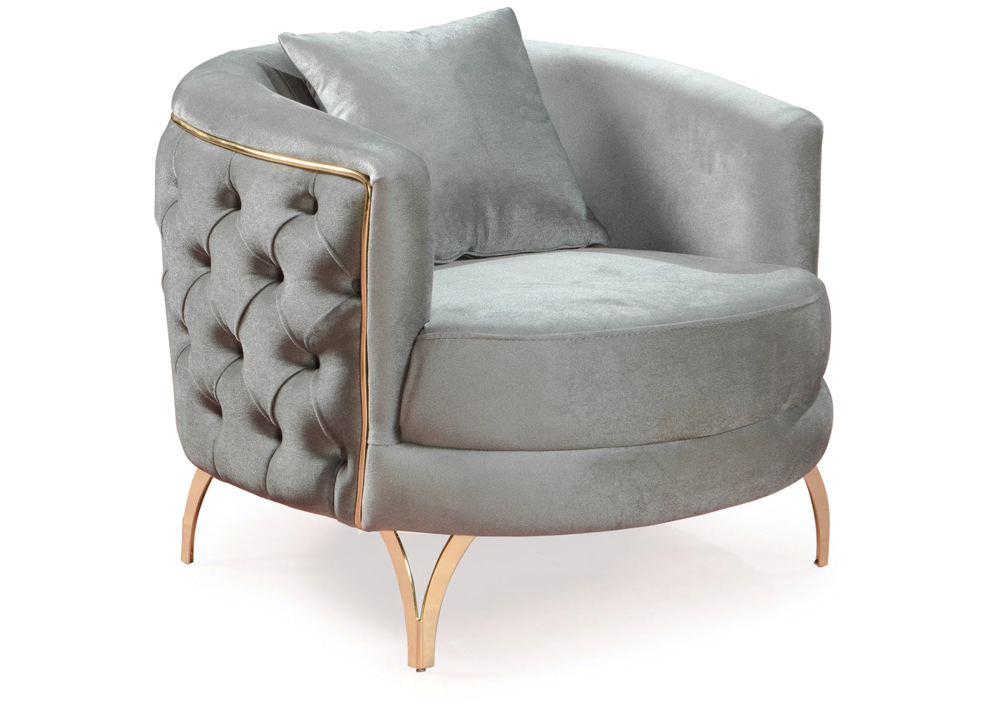 Canapé Turc Capitonné Velours Gris Doré – BELLA - DEKOFLIX