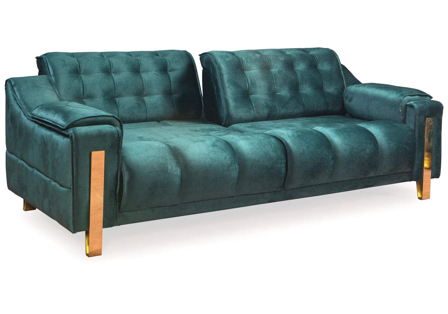 Canapé Turc Capitonné Velours Vert Design Doré – SINEM - DEKOFLIX