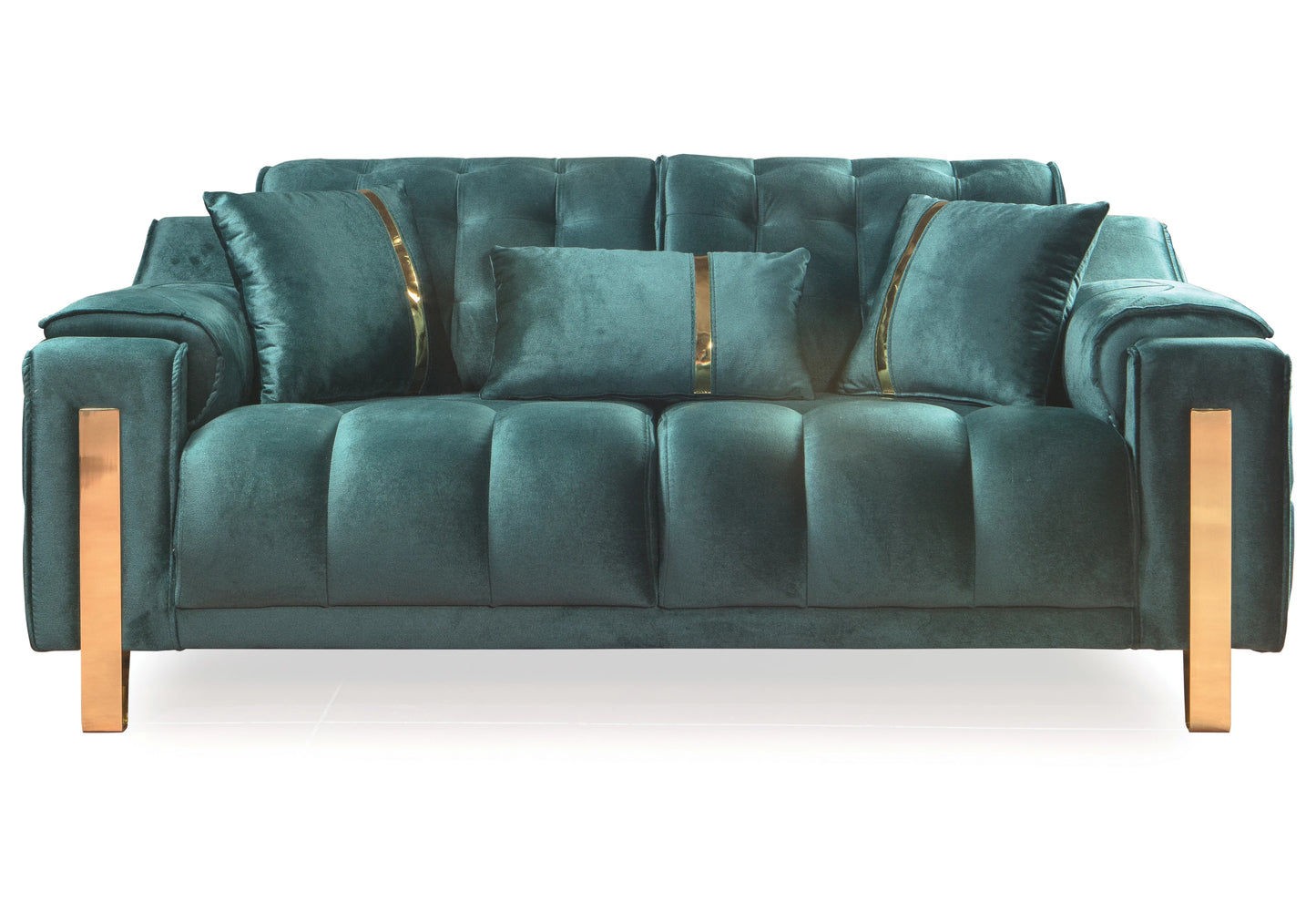 Canapé Turc Capitonné Velours Vert Design Doré – SINEM - DEKOFLIX