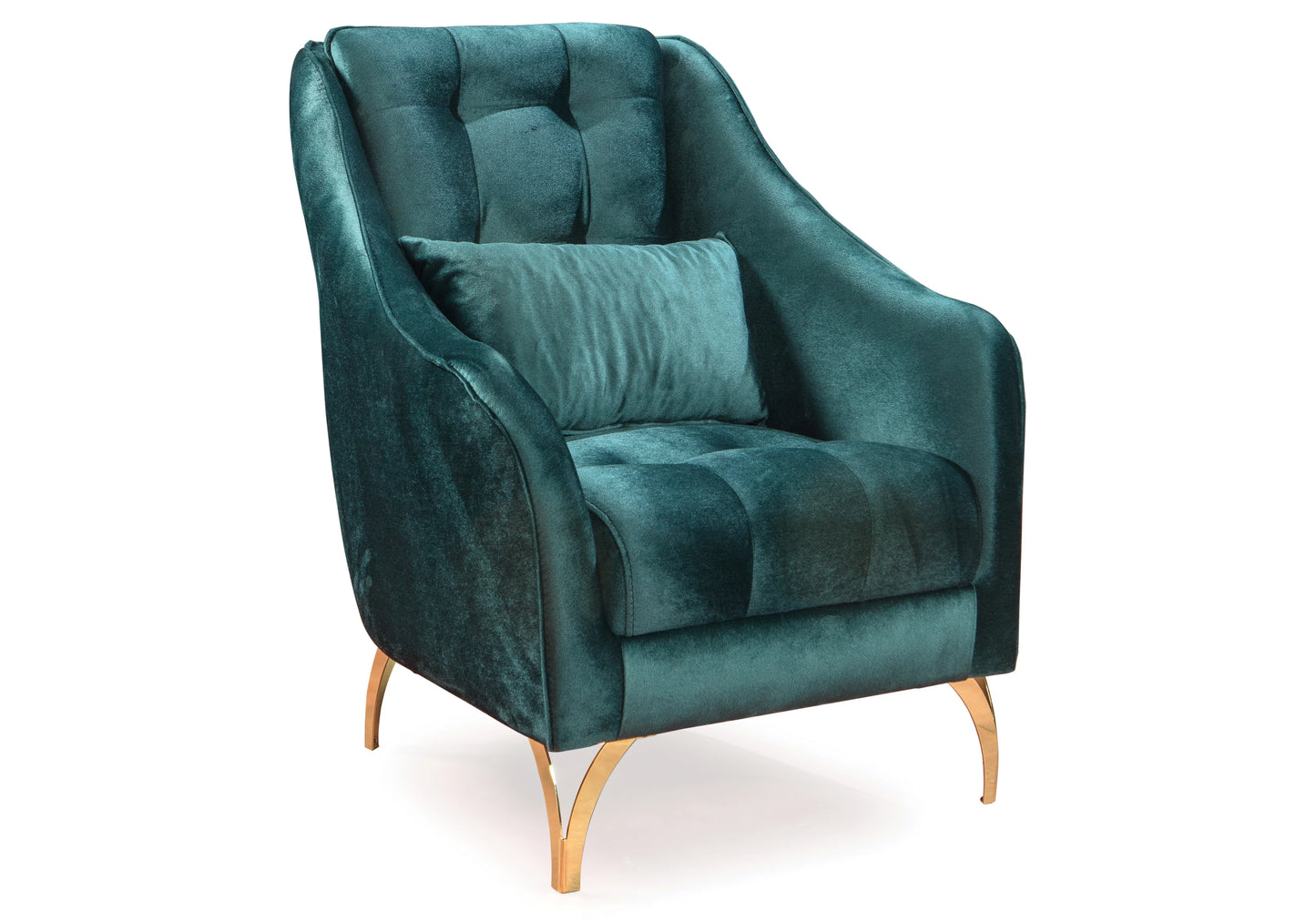 Canapé Turc Capitonné Velours Vert Design Doré – SINEM - DEKOFLIX