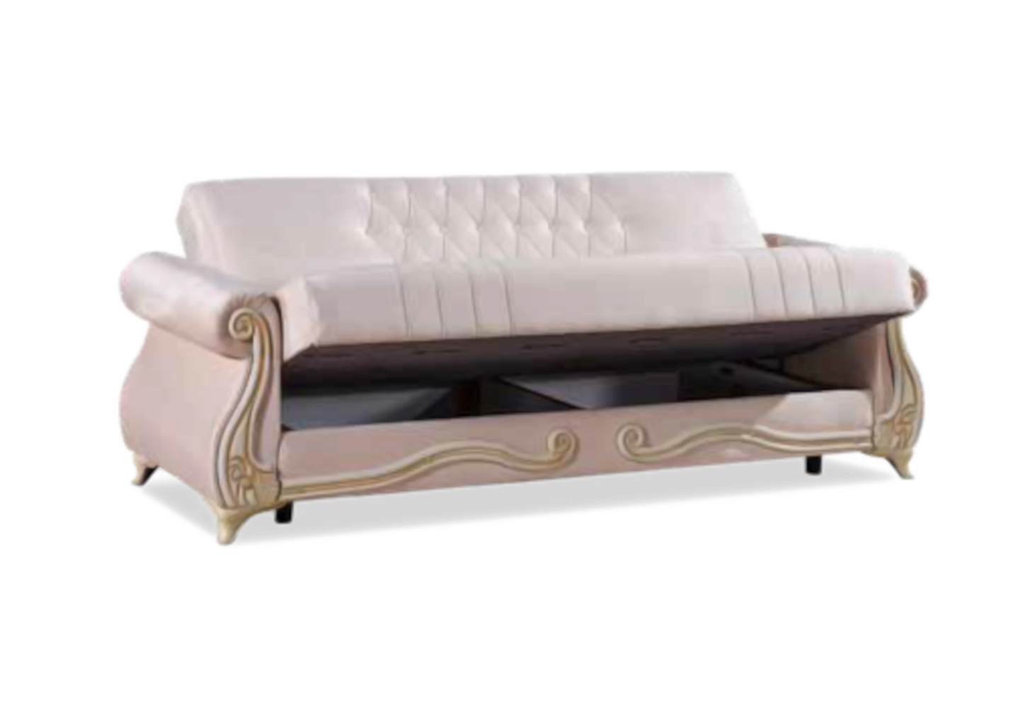 Canapé baroque rose convertible avec coffre – ALYA