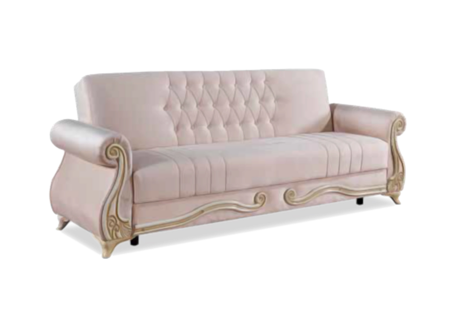 Canapé baroque rose convertible avec coffre – ALYA