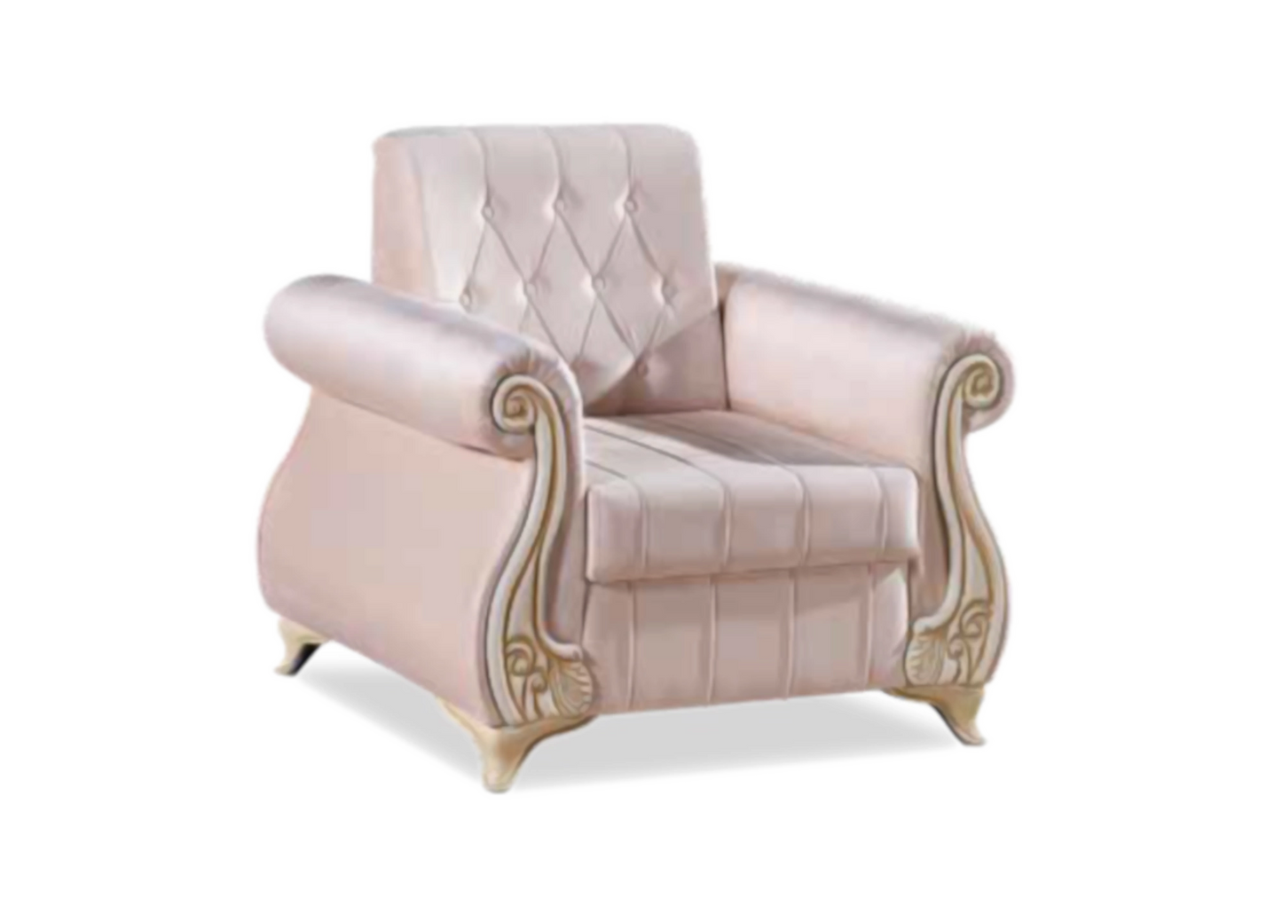 Canapé baroque rose convertible avec coffre – ALYA