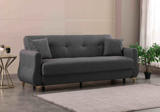 Canapé convertible avec coffre de rangement gris – CITY