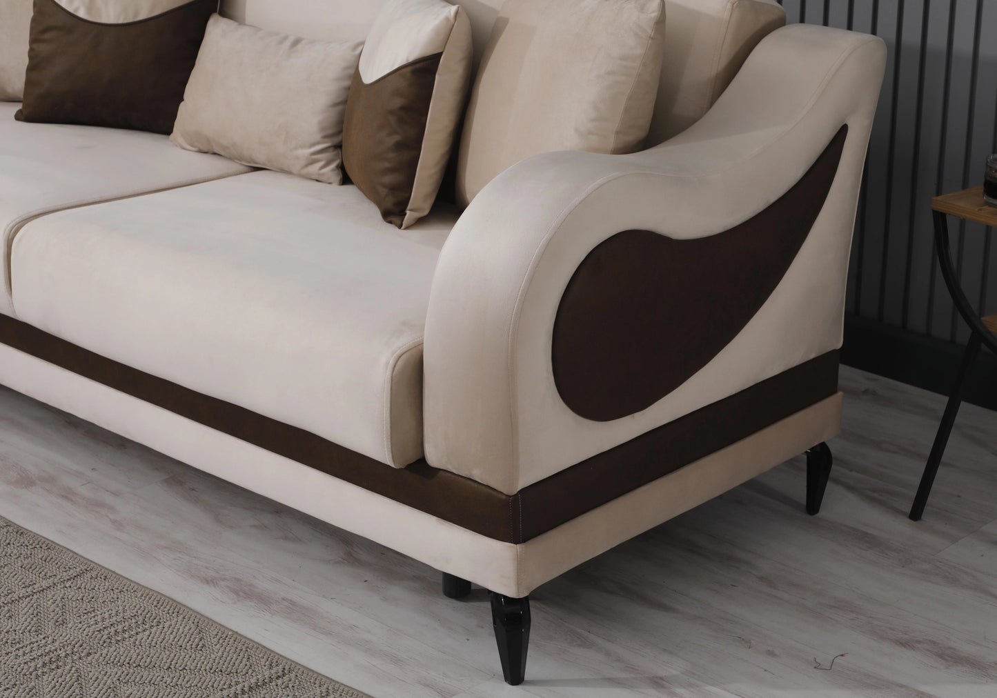 Canapé convertible avec coffre velours beige – SOFIA