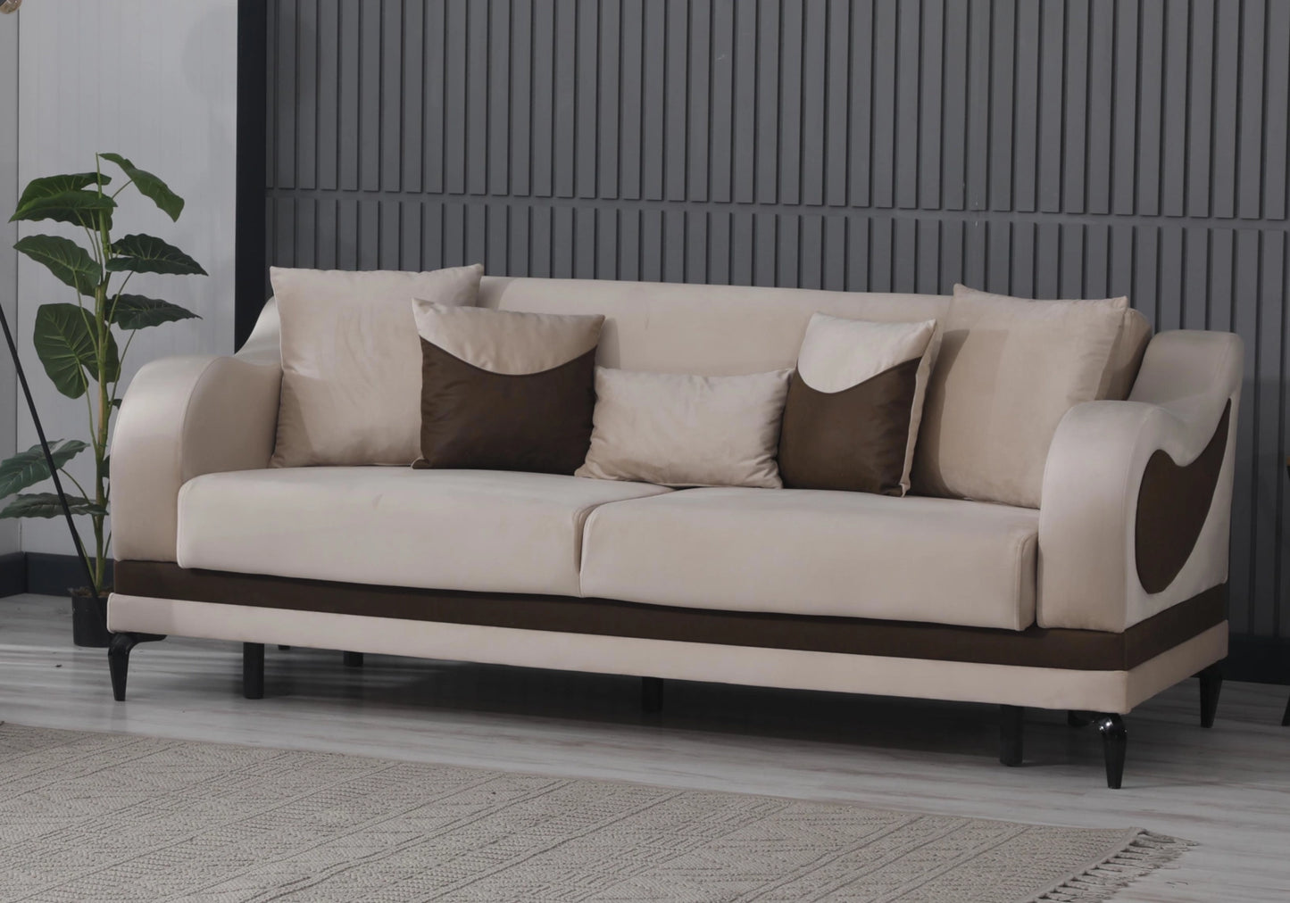 Canapé convertible avec coffre velours beige – SOFIA