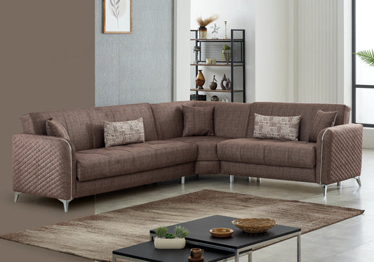 Canapé d’angle convertible avec rangement chocolat – ALISSA