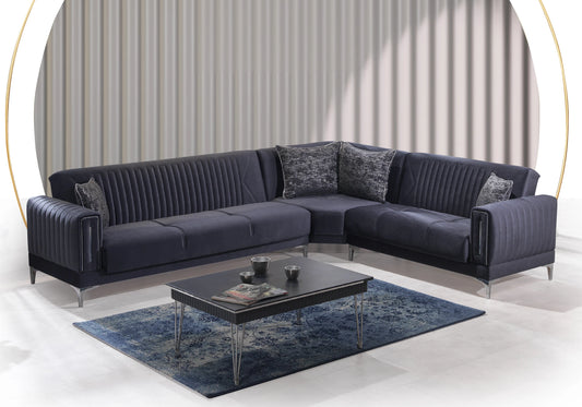 Canapé d’angle convertible velours gris – ASYA