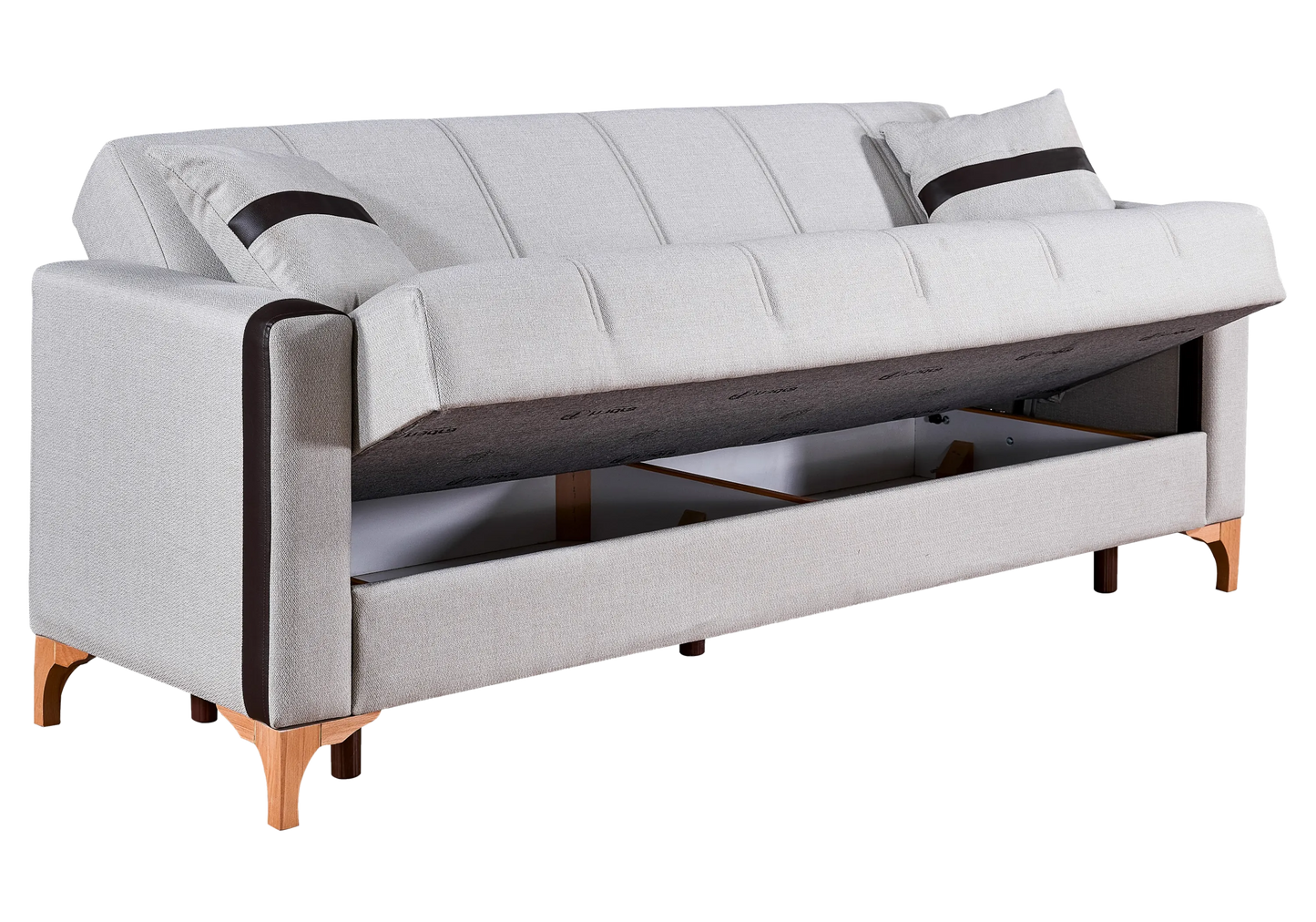 Canape lit coffre rangement tissu gris - PETRA