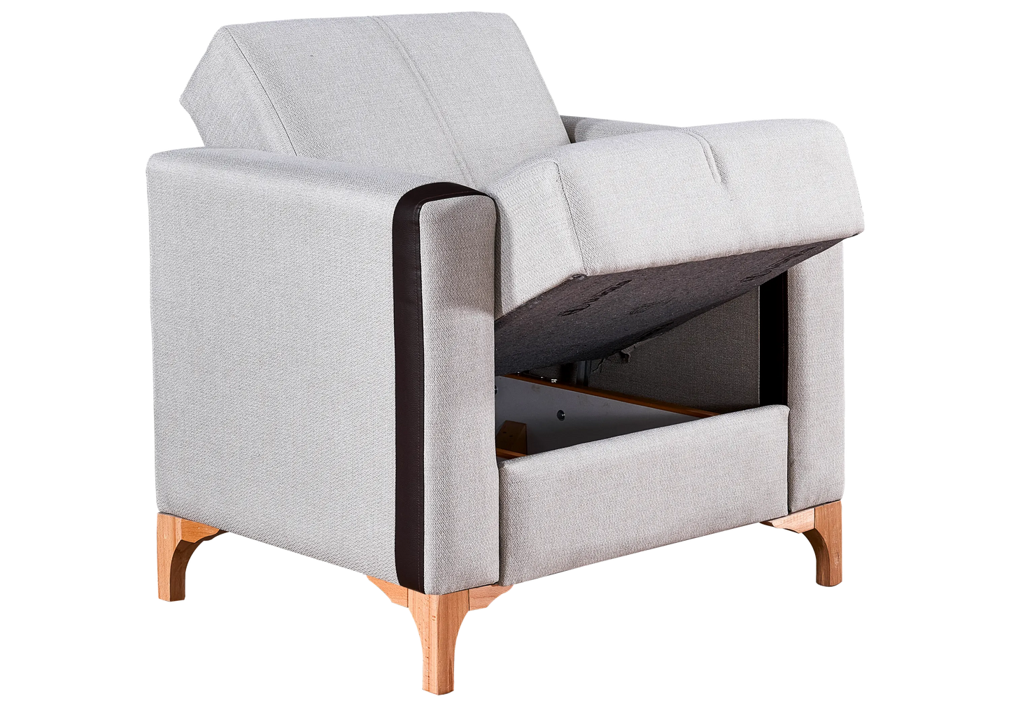 Canape lit coffre rangement tissu gris - PETRA
