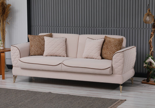 Canapé velours beige convertible avec coffre - NOOR