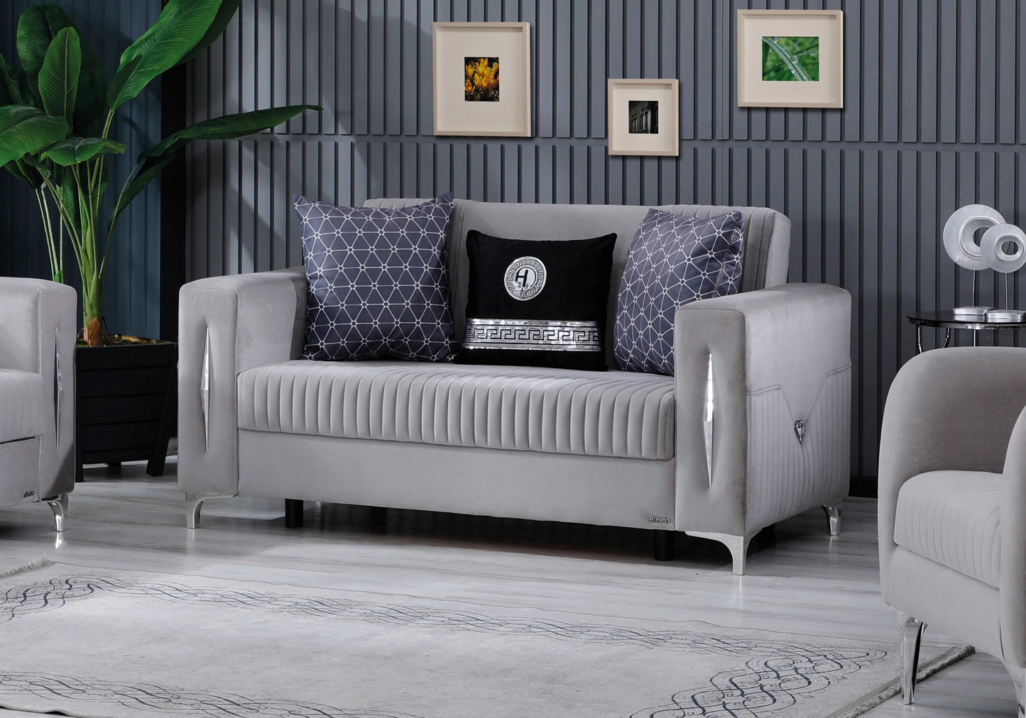 Canapé velours gris convertible avec coffre - ZARA