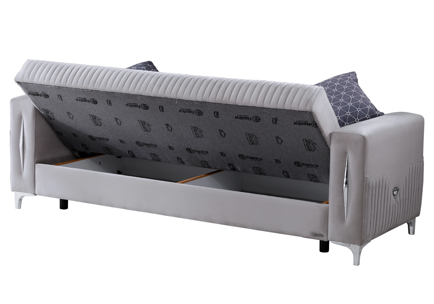 Canapé velours gris convertible avec coffre - ZARA