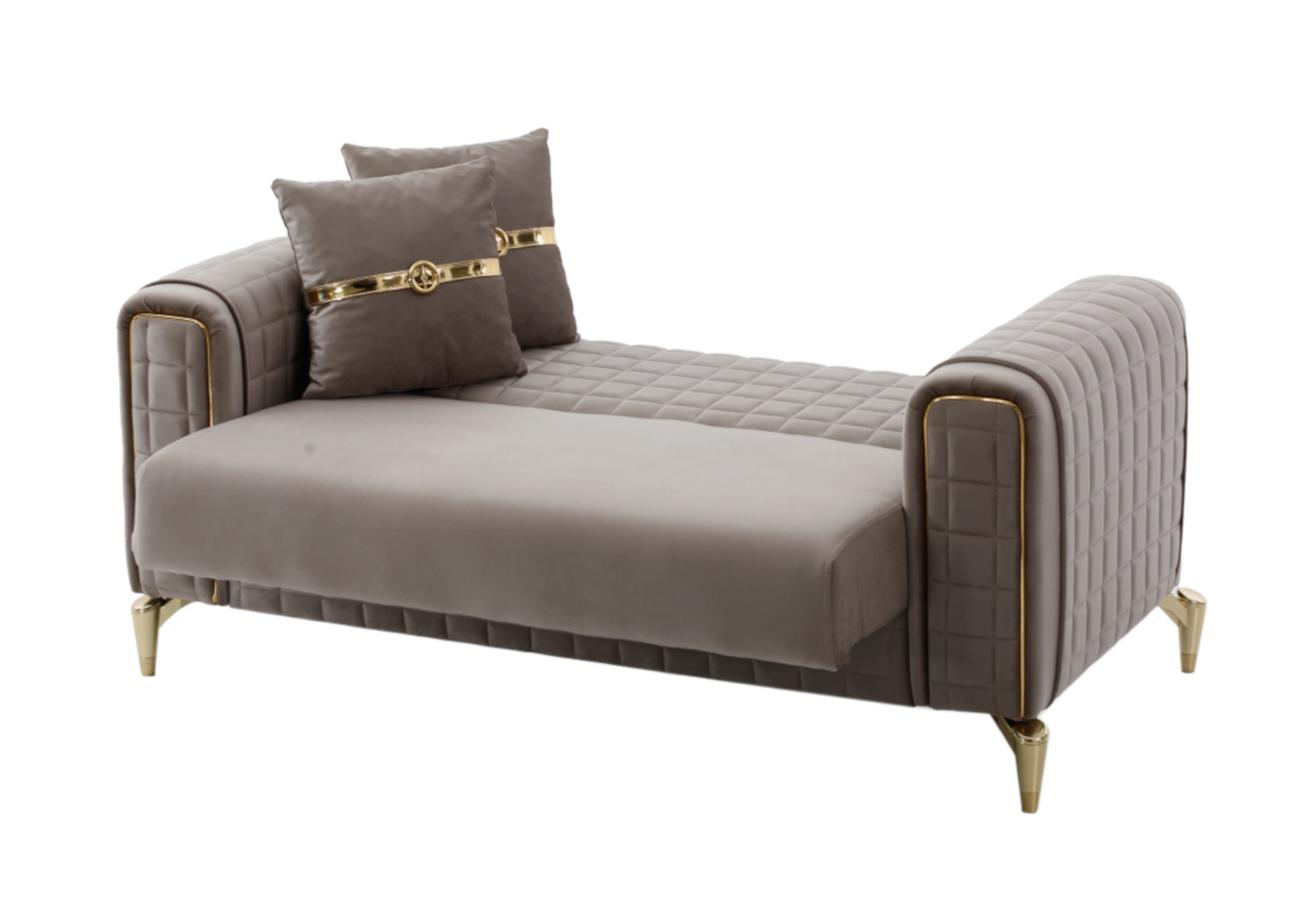Canapé velours moka convertible coffre – ATLAS