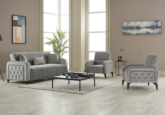 Canapé convertible design velours gris – URBAN